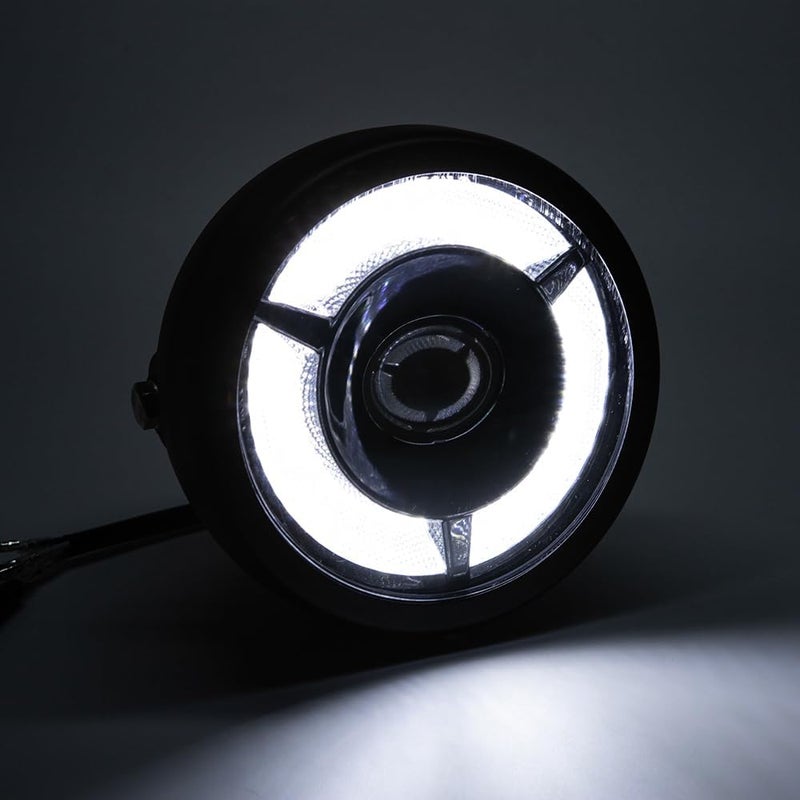 BENEALL Motorcycle Headlight 5.75 inch Round LED with Mounting Brackets Assembly, Front Headlamp with DRL High/Low Beam for Cafe Racer E-bike Bobber Chopper (style B) - Image 3